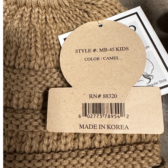 C.C Kids Girly Girl Messy Bun Beanie in Taupe - Picture 4 of 4